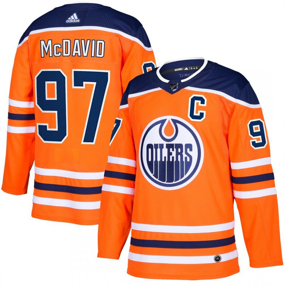 Men's Edmonton Oilers Connor McDavid #97 adidas Orange Alternate Authentic Jersey-Pro Kit Vault | Brand New 26/27 Sports Jerseys